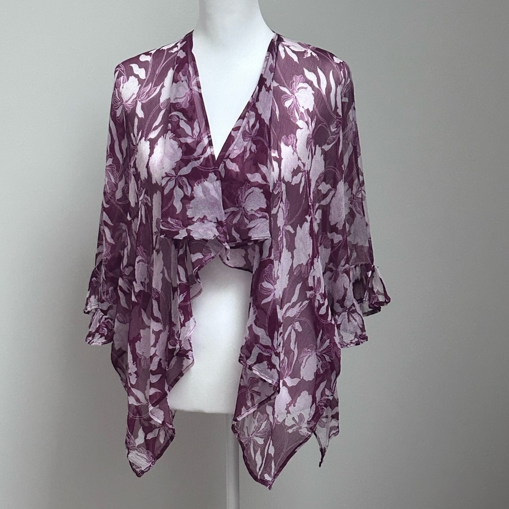 Floral Sheer Purple Kimono Bed Jacket